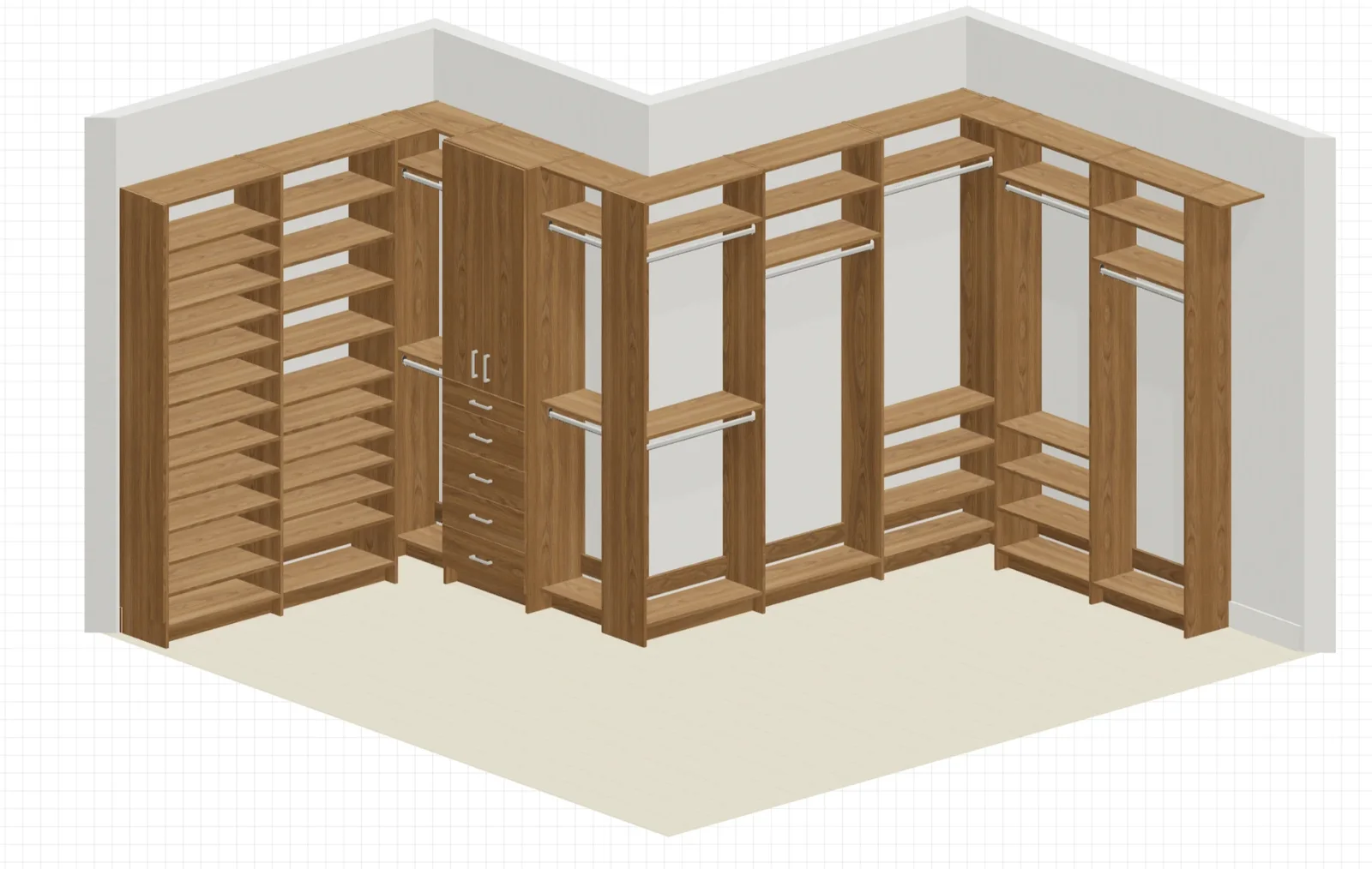 3D mode: the finished closet in 3D